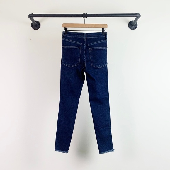 NWT Free People Raw High Rise Fray Hem Jeggings In Deep Indigo Blue - Picture 7 of 9